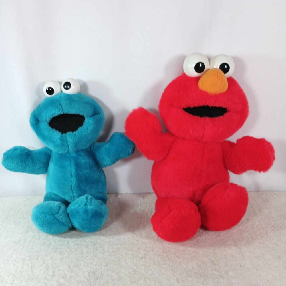 Vintage Tyco Tickle Me Elmo & Cookie Monster Talking Plush Lot Tested Working